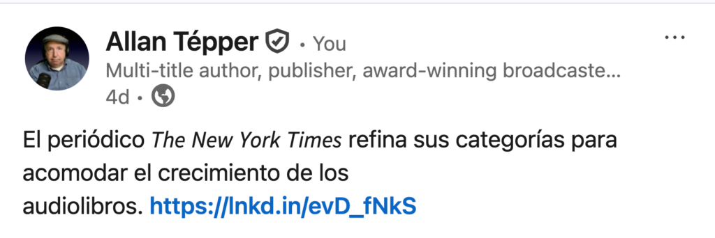itálicas, cursivas en Linkedin